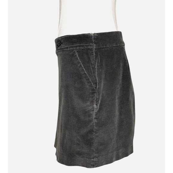 Banana Republic Charcoal Gray Corduroy Stretch Side Zip Mini Skirt Size 6 Preppy - Picture 3 of 6